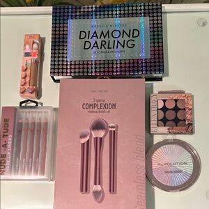 Makeup Brush Set, 3 Palette Collections, Lip Liner and Concealer (All 6 Pc)